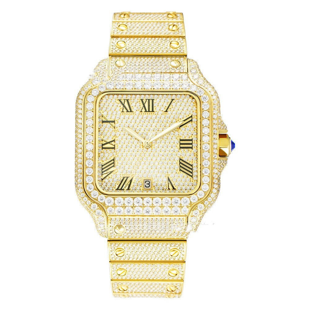 Clarity Moissanite Watch Men's Stainless Steel